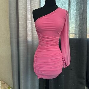 Brand new pink hello Molly one sleeve dress size small